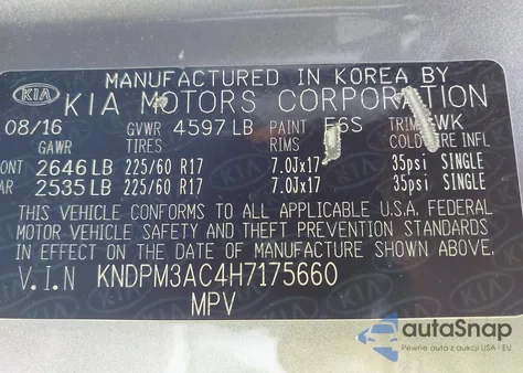 2017 Kia Sportage Lx from USA, damaged, VIN KNDPM3AC4H7175660